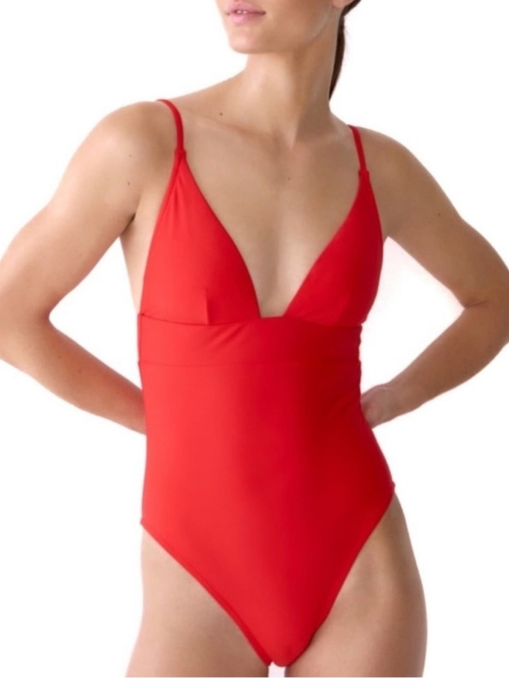 J. Crew Plunge One Piece Swimsuit
Size 10 Red